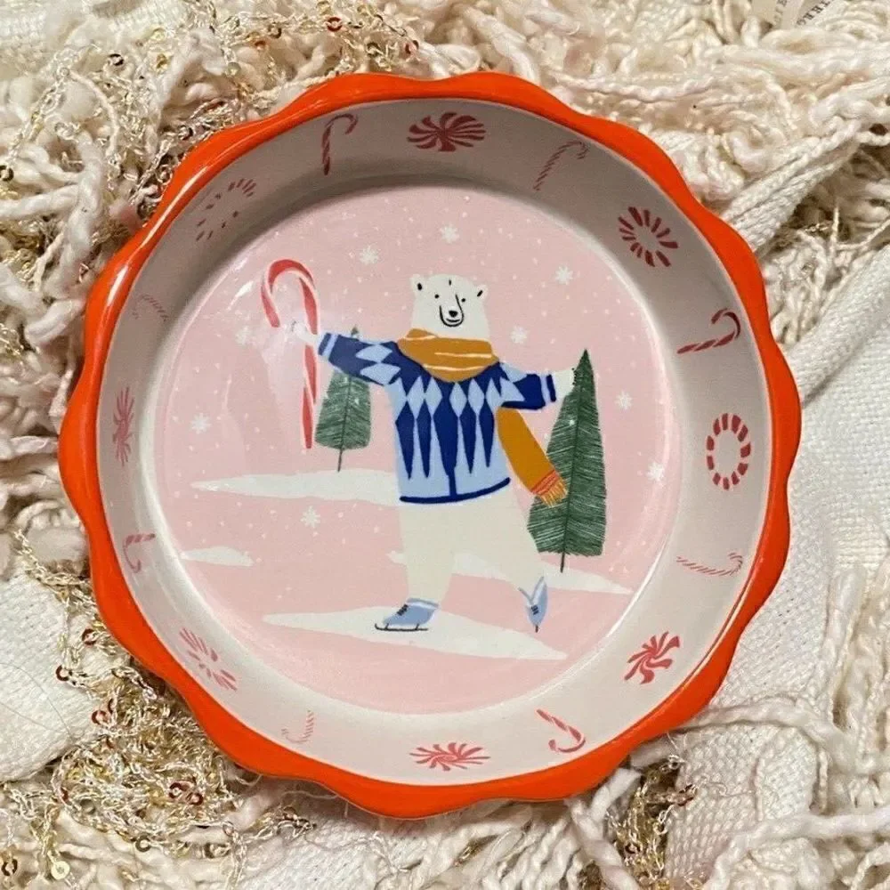 Anthropologie Geoge & Viv Merry Ramekin Baking Trinket Dish Christmas NEW